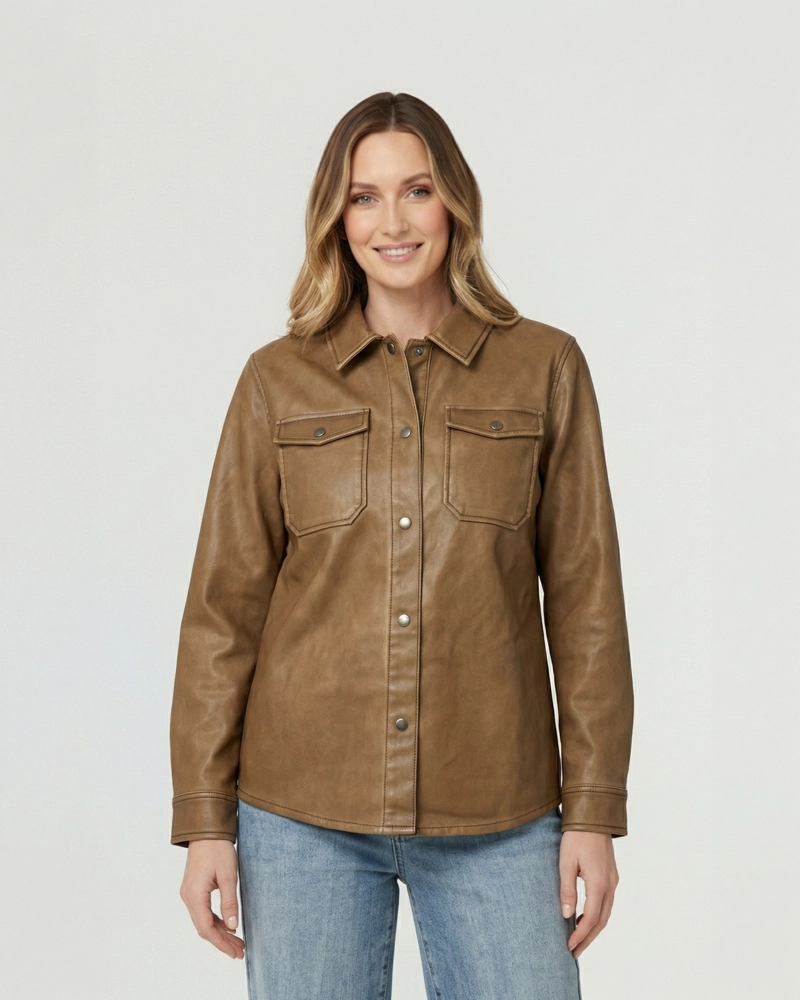 CAMISA MUJER EMILIA RELAXED CUELLO TIPO CAMISA MANGA TIPO CAMISA CHOCOLATE LINEATRE - 1