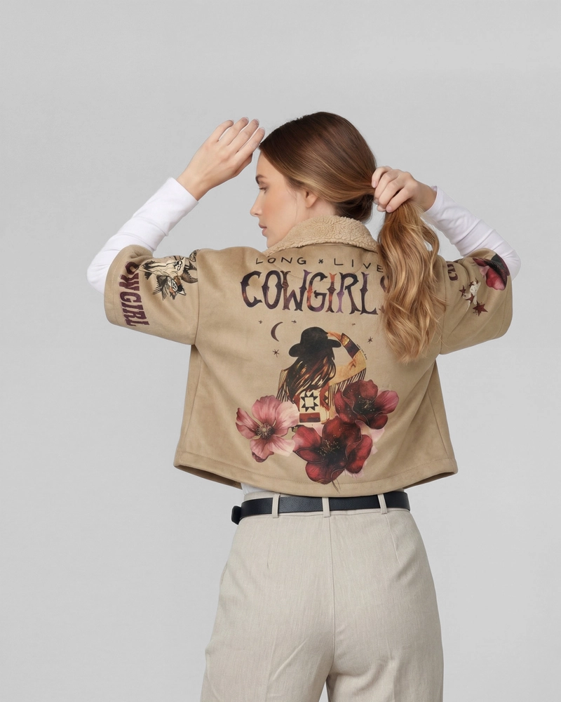 CHAQUETA MUJER IDA RELAXED CUELLO CON SOLAPA MANGA ACAMPANADA TAUPE LINEATRE - 2