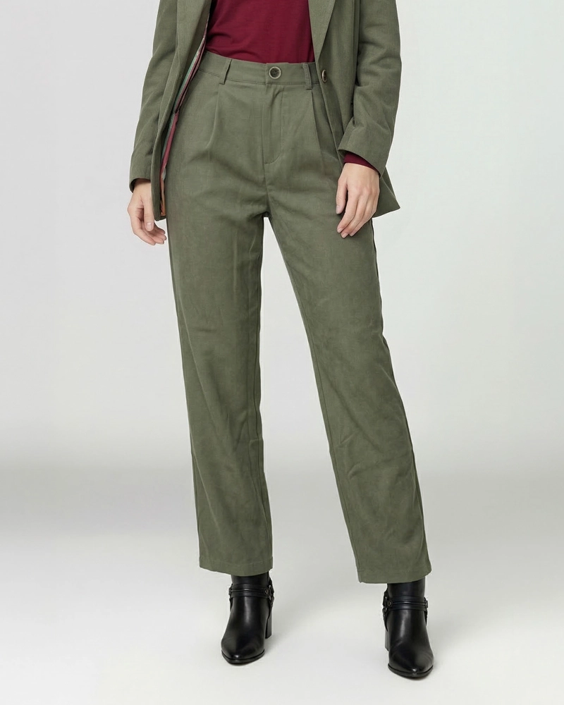 PANTALON MUJER PAULINA RELAXED MILITAR LINEATRE - 1