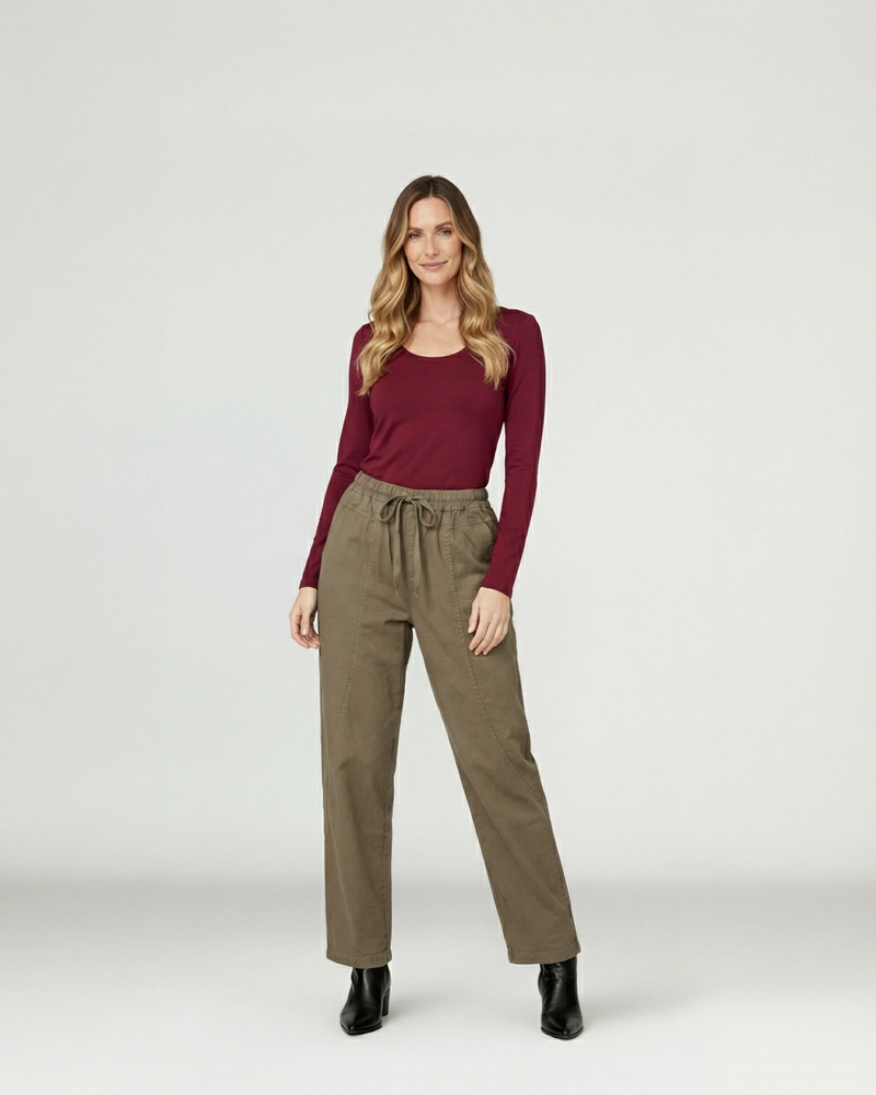 PANTALON MUJER CARMEN REGULAR TAUPE LINEATRE - 4