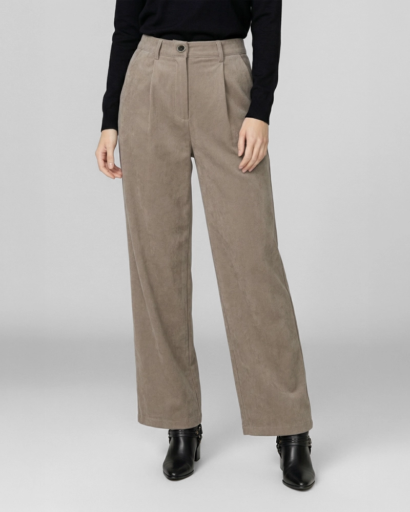PANTALON MUJER PAULINA RELAXED FANGO LINEATRE - 1