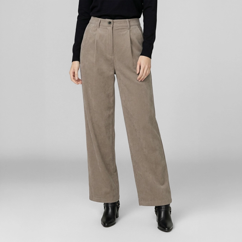PANTALON MUJER PAULINA RELAXED FANGO LINEATRE - 1