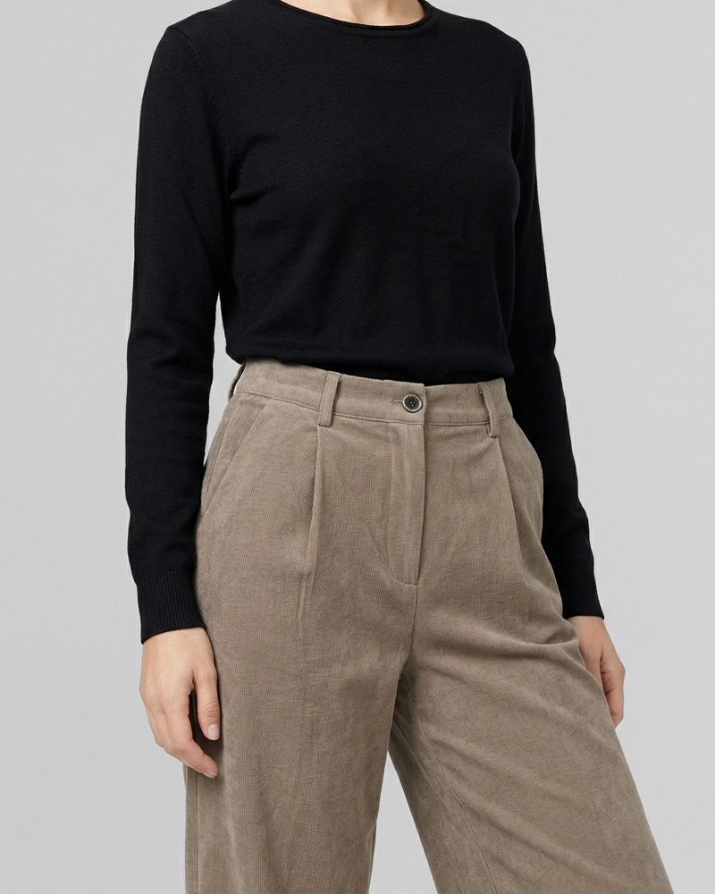 PANTALON MUJER PAULINA RELAXED FANGO LINEATRE - 3