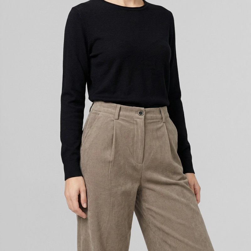 PANTALON MUJER PAULINA RELAXED FANGO LINEATRE - 3