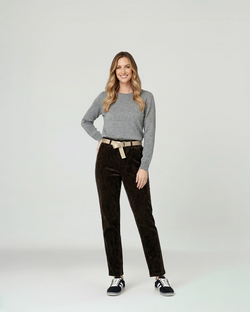 PANTALON MUJER ISABELLA REGULAR CHOCOLATE LINEATRE - 4