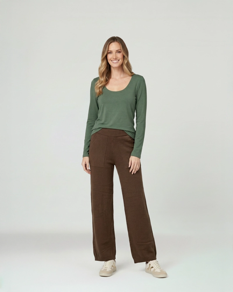 PANTALON MUJER GIOVANNA REGULAR CHOCOLATE LINEATRE - 4