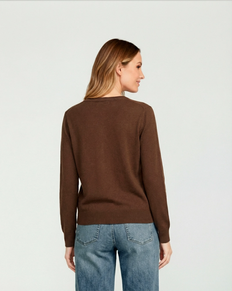 SWEATER MUJER JOSEFINA REGULAR CUELLO REDONDO MANGA SUELTA CHOCOLATE LINEATRE - 2