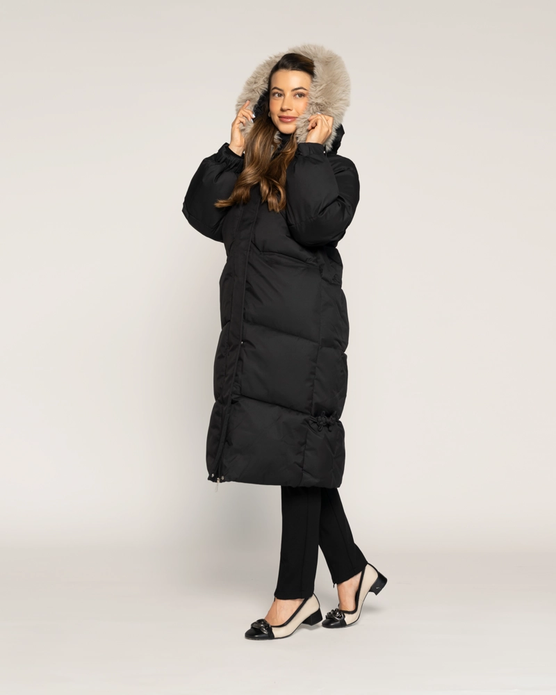 PARKA ISABEL NEGRO ACOLCHADA LARGO MEDIO CAPUCHA LUDOVICA - 2