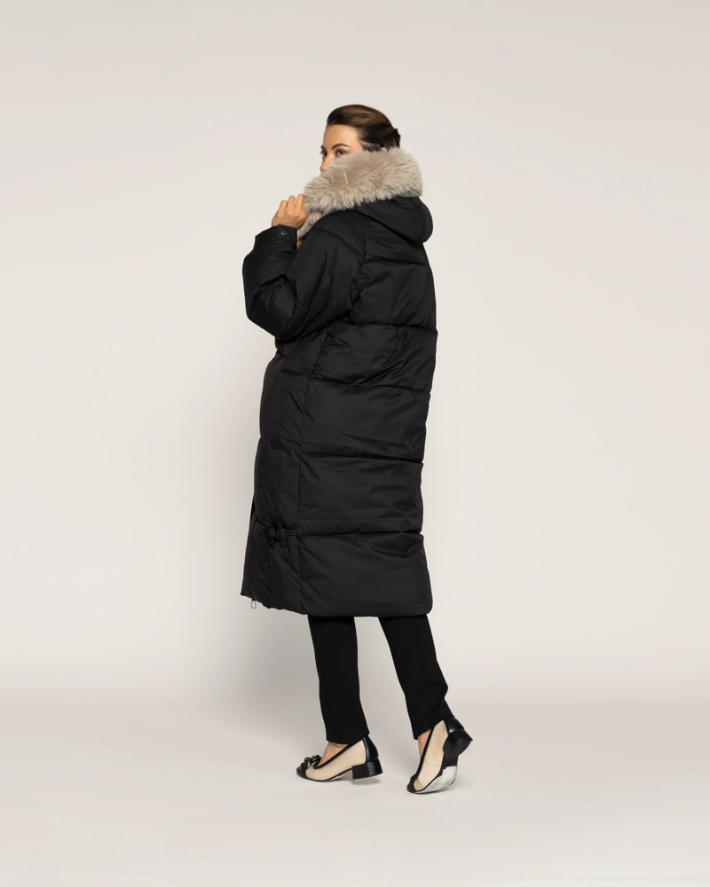 PARKA ISABEL NEGRO ACOLCHADA LARGO MEDIO CAPUCHA LUDOVICA - 3