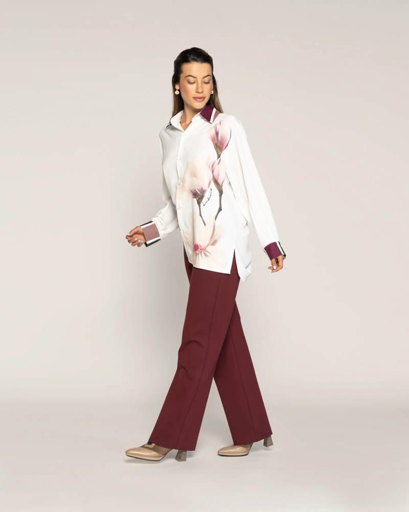 BLUSA MARTINA MAGNOLIA CUELLO EN V TIPO CAMISA MANGA LARGA AJUSTADA PUÑO TIPO CAMISA MUJER - 2