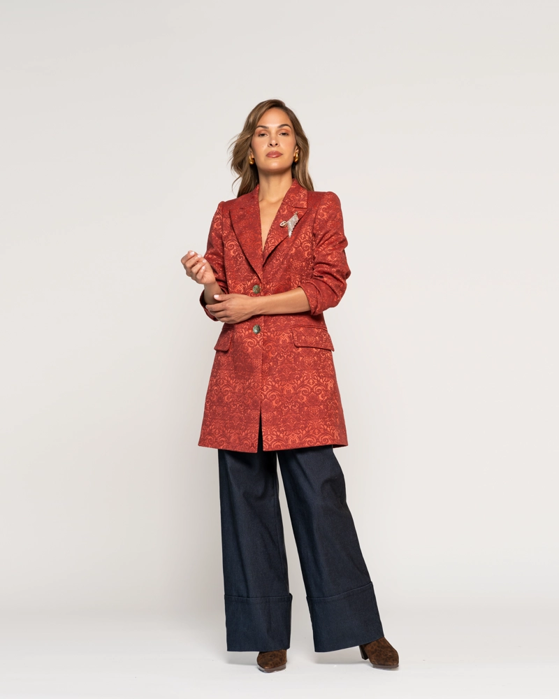 BLAZER CHIARA OXIDO JACQUARD CUELLO SOLAPA CRUZADA MANGA LARGA AJUSTADA PUÑO AJUSTADO MUJER - 1
