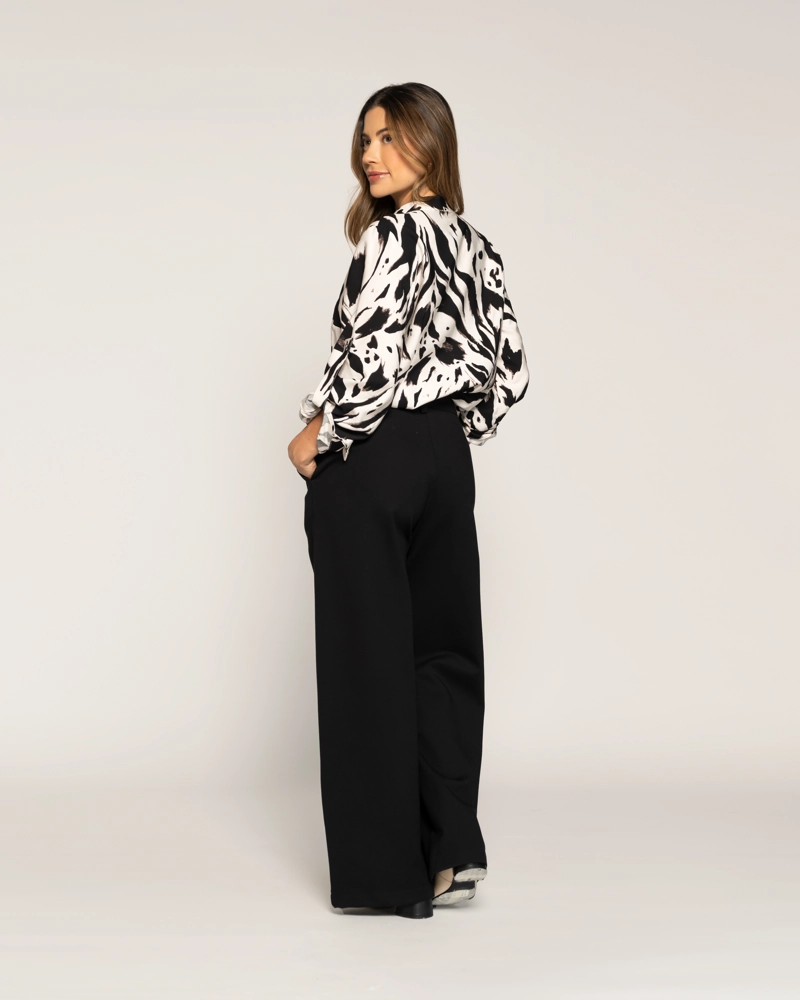 BLUSA ANA NEGRA AJUSTADA CUELLO V MANGA LARGA LUDOVICA - 3