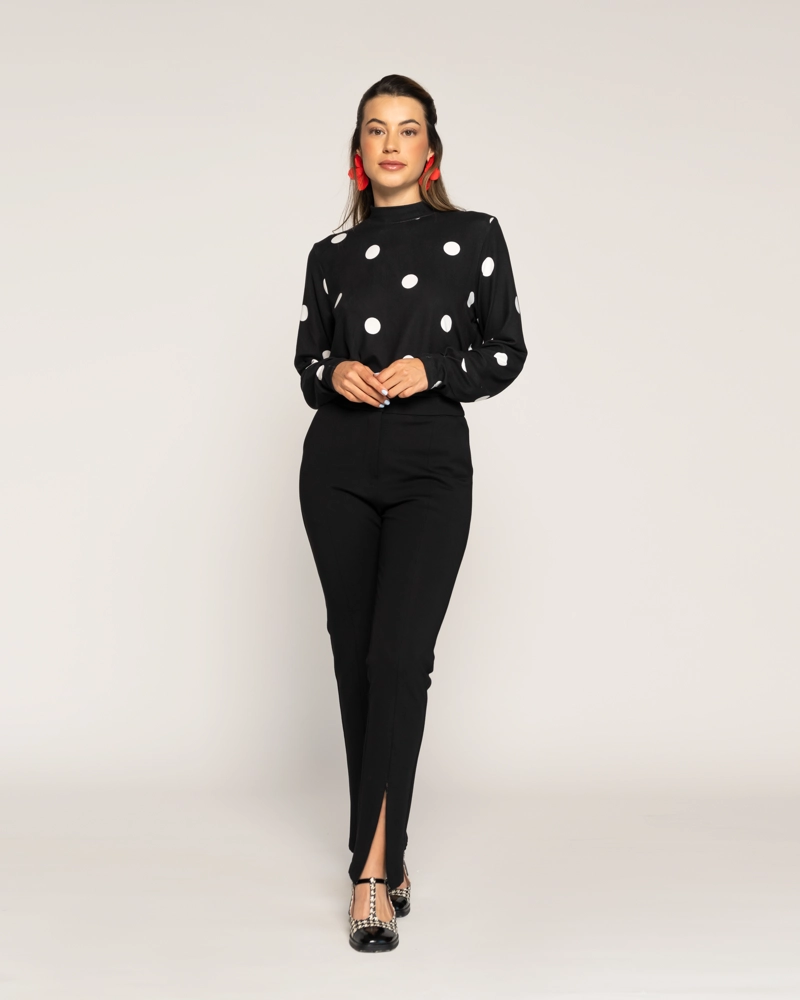 PANTALON NEGRO CLASICO CON CIERRE Y BOTON MUJER - 1