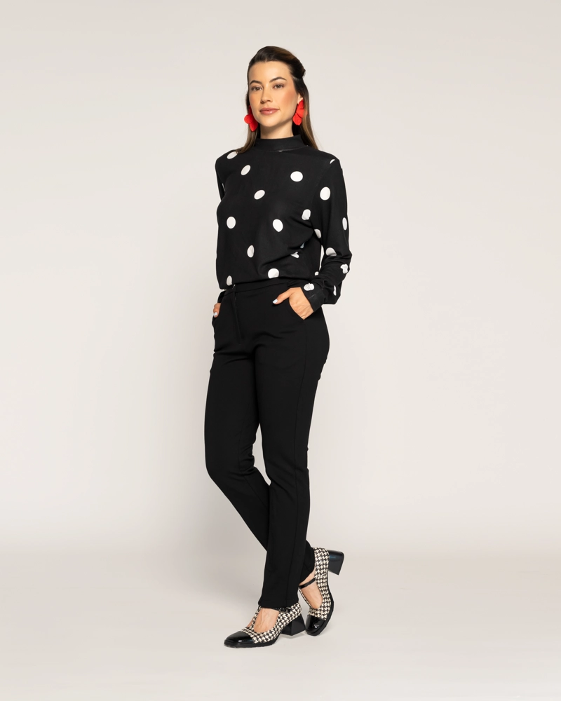 PANTALON NEGRO CLASICO CON CIERRE Y BOTON MUJER - 2