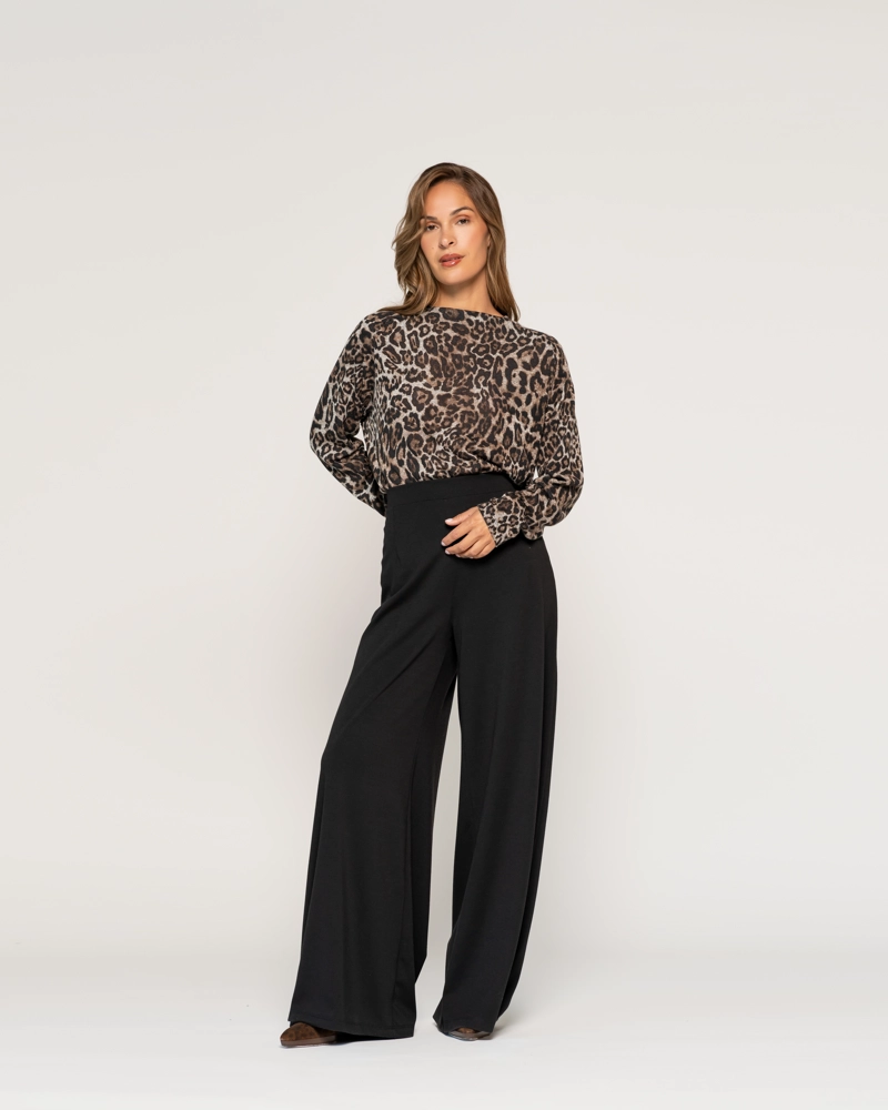 POLERA MERCEDES ANIMAL PRINT AJUSTADA CUELLO ALTO MANGA LARGA LUDOVICA - 1