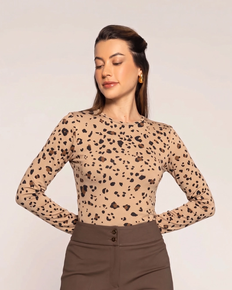 BODY ANIMAL PRINT AJUSTADO MOKA LUDOVICA - 1