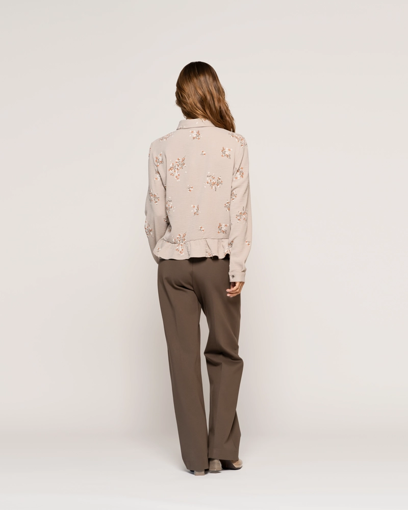 BLUSA GLORIA BEIGE FLUIDA CUELLO V MANGA LARGA LUDOVICA - 3