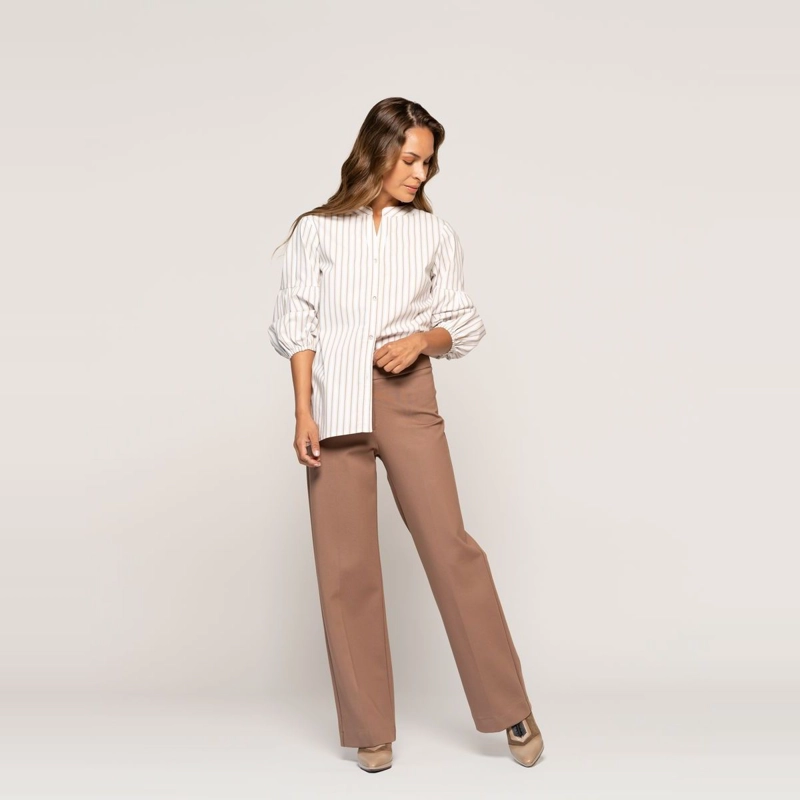 BLUSA PAULA CRUDO FLUIDA CUELLO V MANGA LARGA LUDOVICA - 3