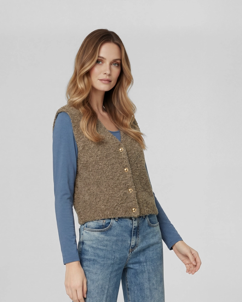 GILLET MUJER FERNANDA RELAXED CUELLO EN V FANGO LINEATRE - 1