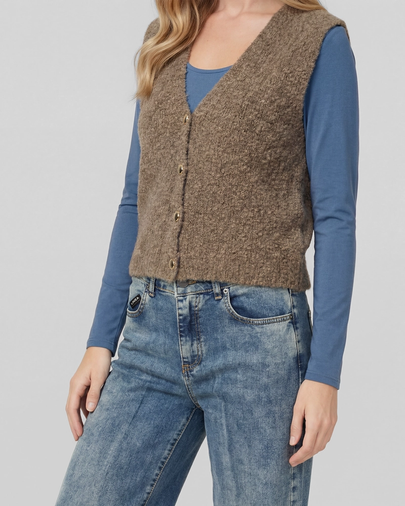 GILLET MUJER FERNANDA RELAXED CUELLO EN V FANGO LINEATRE - 2