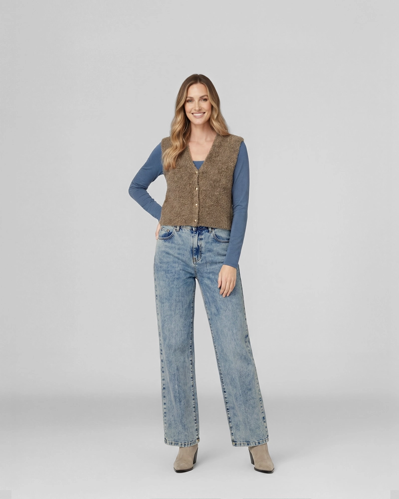 GILLET MUJER FERNANDA RELAXED CUELLO EN V FANGO LINEATRE - 4