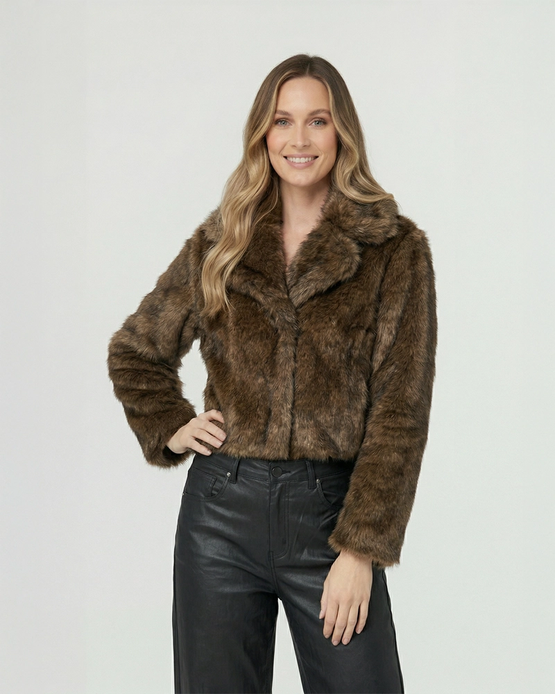 CHAQUETA MUJER GABRIELA RELAXED CUELLO CON SOLAPA MANGA CAIDA MORO LINEATRE - 1