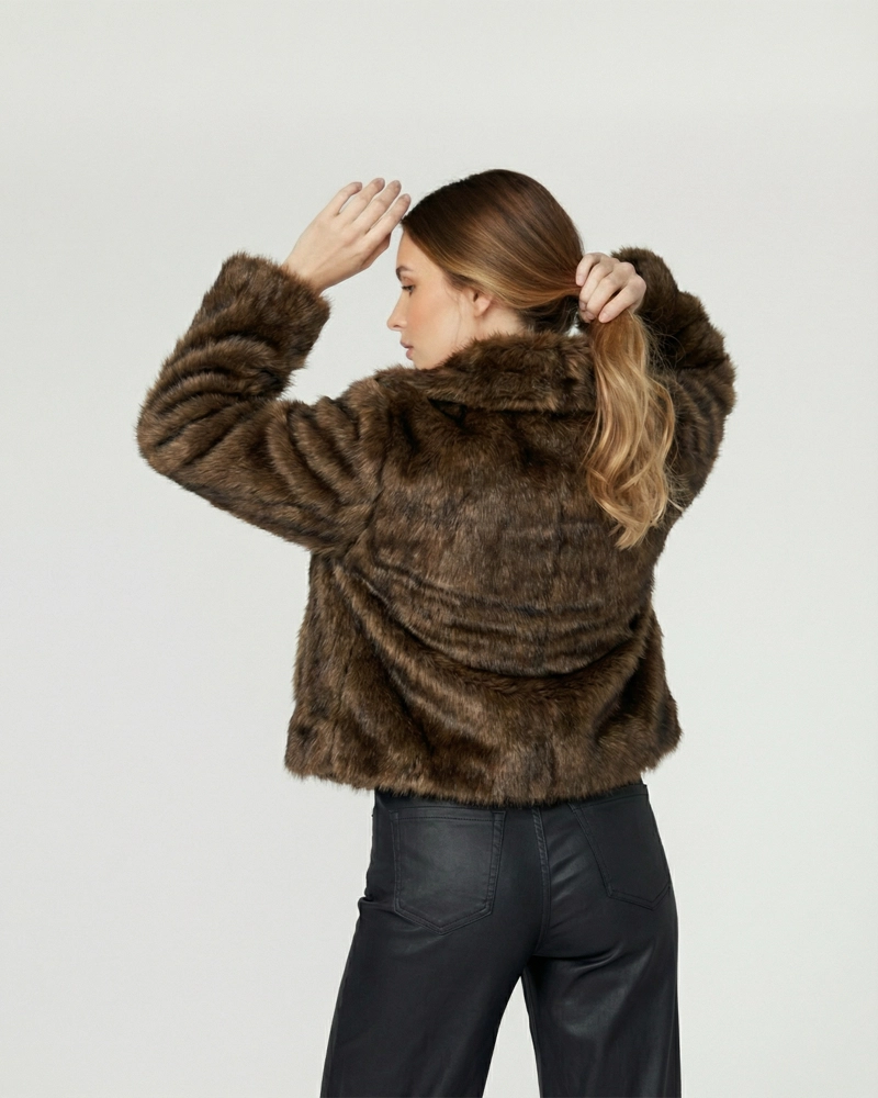 CHAQUETA MUJER GABRIELA RELAXED CUELLO CON SOLAPA MANGA CAIDA MORO LINEATRE - 2