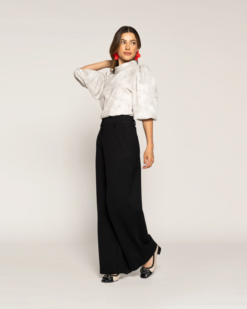 BLUSA CAMILA CRUDO CUELLO ALTO CERRADO MANGA 3/4 AJUSTADA SIN PUÑO MUJER - 2