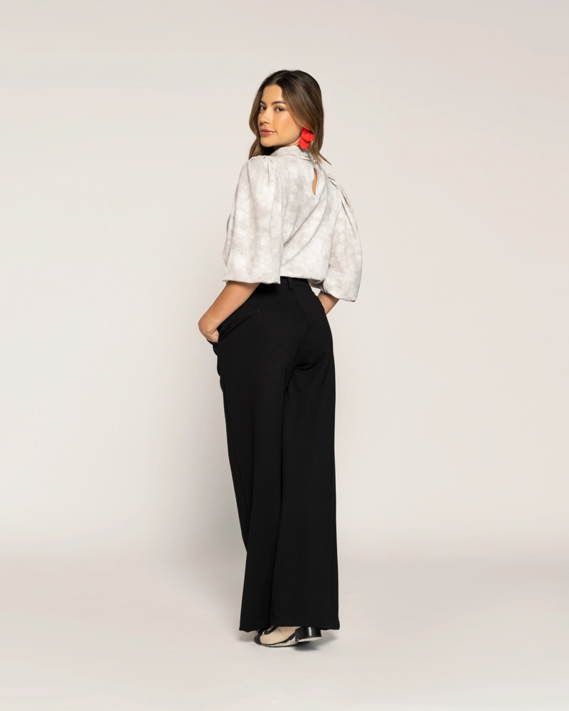 BLUSA CAMILA CRUDO CUELLO ALTO CERRADO MANGA 3/4 AJUSTADA SIN PUÑO MUJER - 3