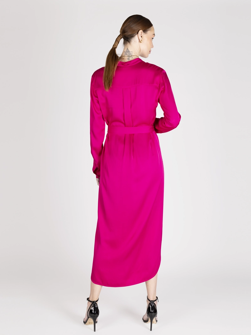 VESTIDO CAMISERO SATINADO FUCSIA LINEATRE - 2