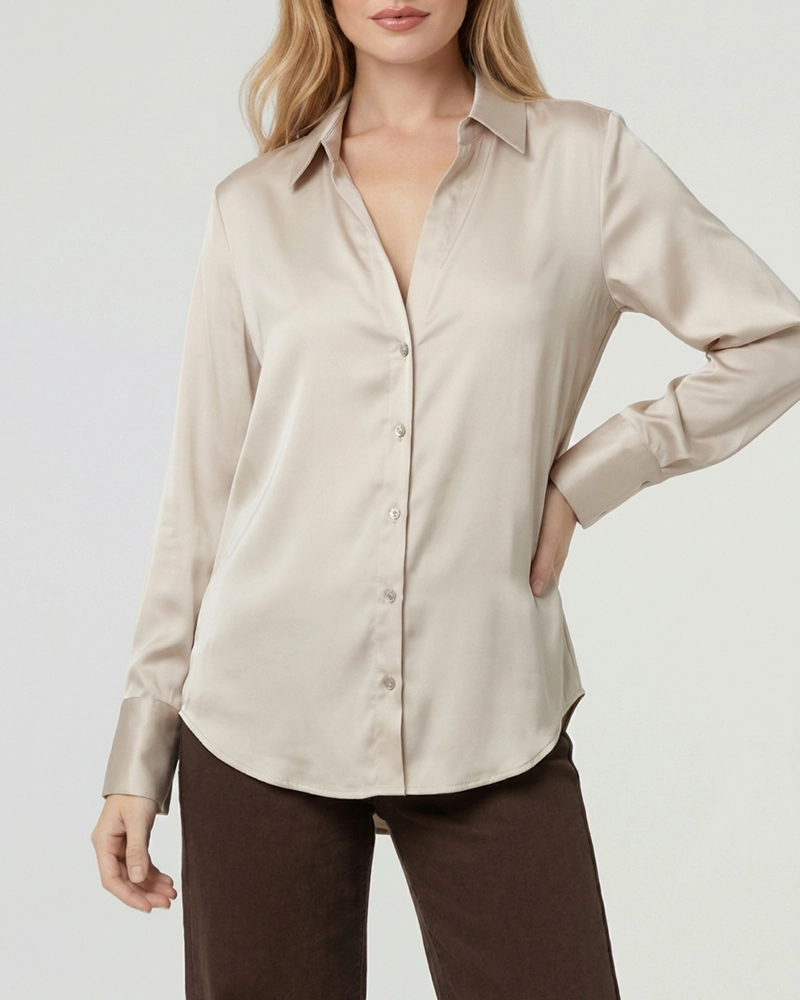 BLUSA MUJER BARBARELLA SATINADA BEIGE LINEATRE - 1
