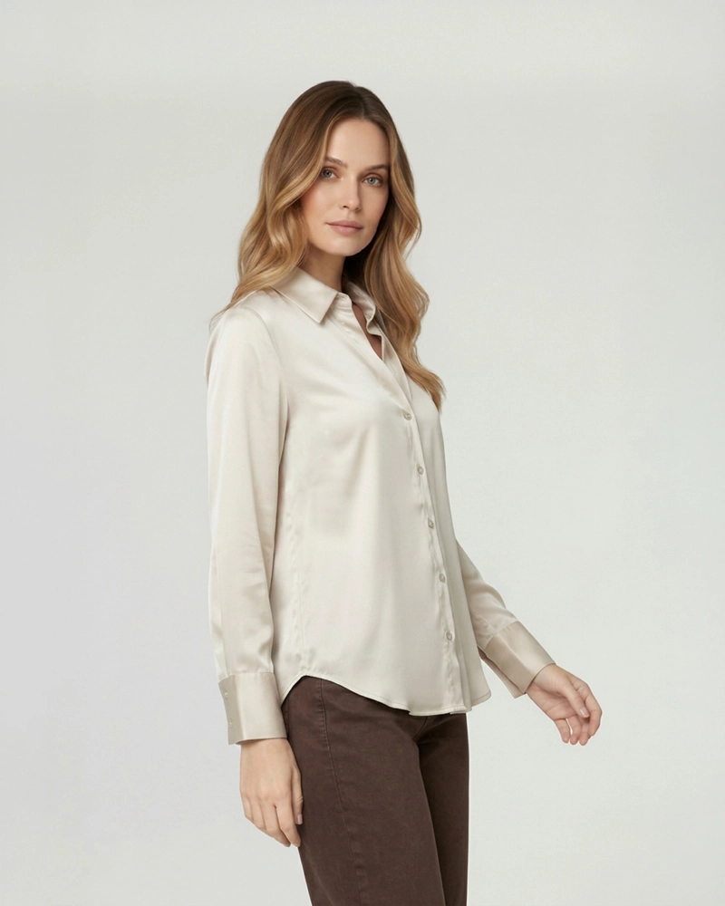 BLUSA MUJER BARBARELLA SATINADA BEIGE LINEATRE - 3