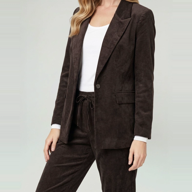CHAQUETA MUJER IDA REGULAR FIT CUELLO CON SOLAPA MANGA SUELTA CHOCOLATE LINEATRE - 2