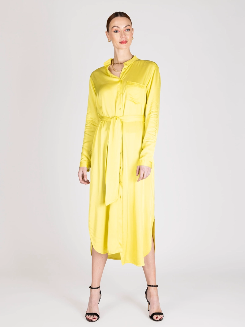 VESTIDO CAMISERO SATINADO LIMON LINEATRE - 1