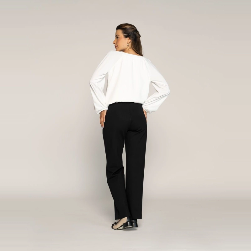 BLUSA MARGARITA CRUDO FLUIDA CUELLO REDONDO MANGA LARGA LUDOVICA - 2