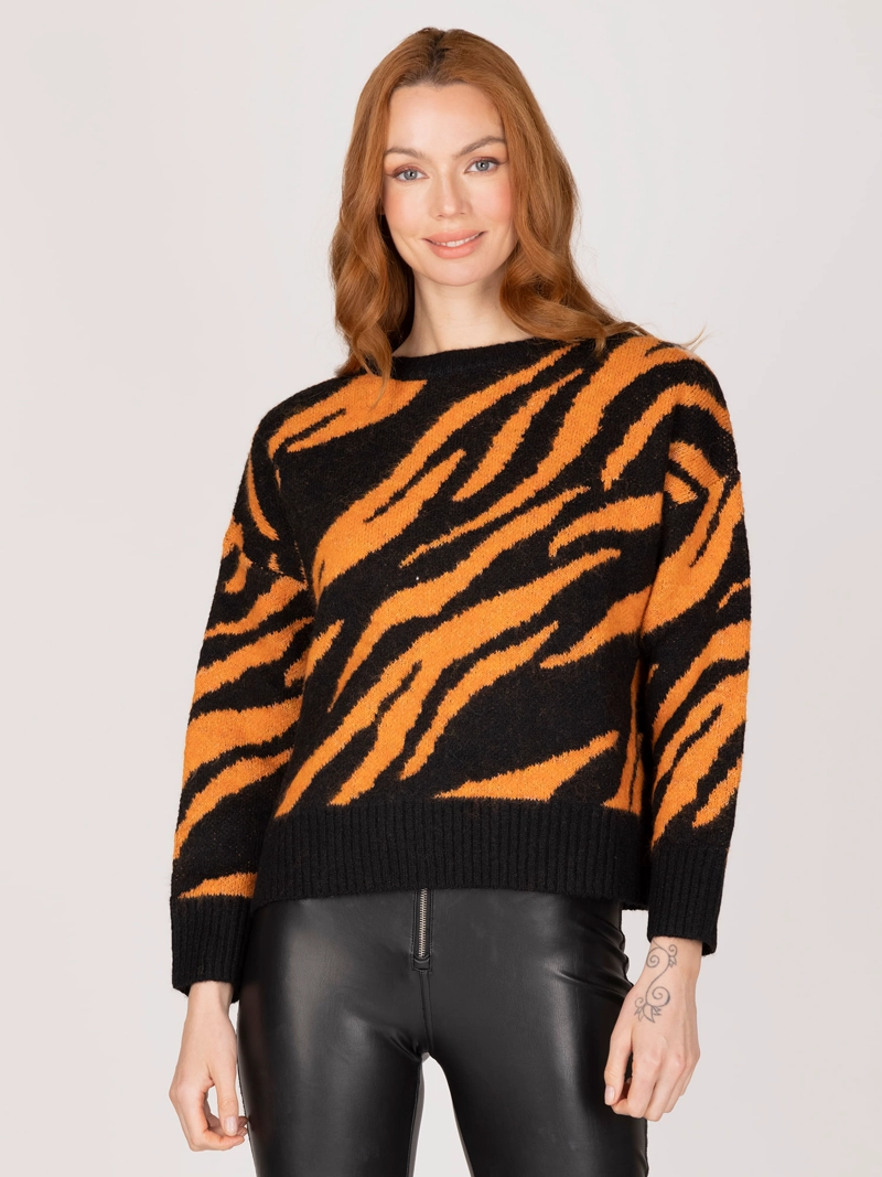 SWEATER NARANJA ANIMAL PRINT - 1