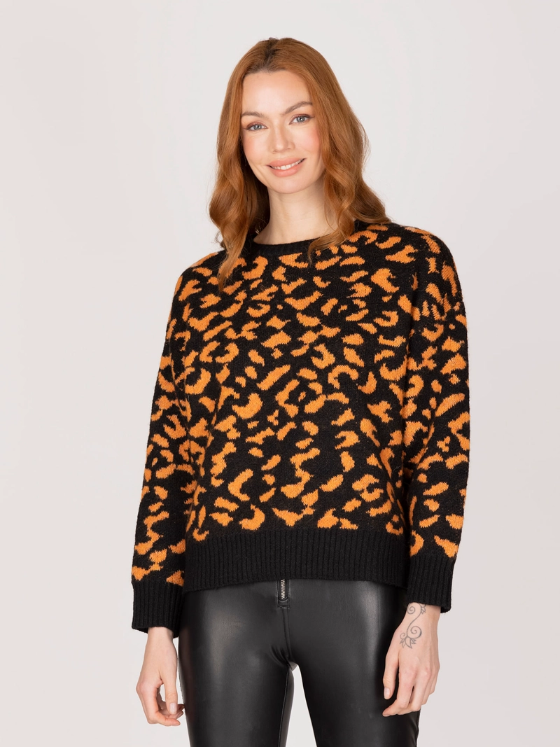 SWEATER NARANJA ANIMAL PRINT - 1