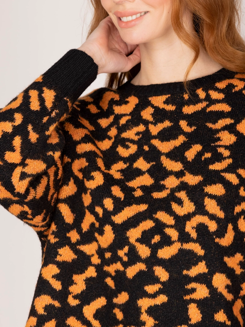 SWEATER NARANJA ANIMAL PRINT - 2