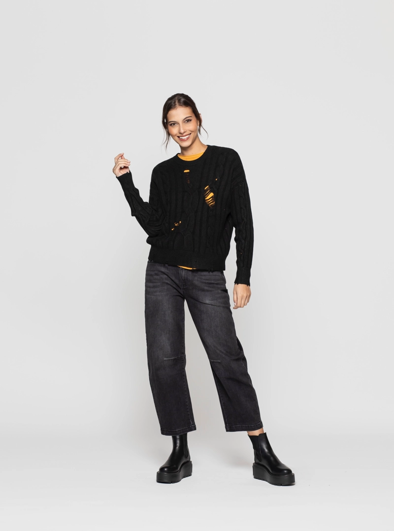 SWEATER MUJER TANIA NEGRO LINEATRE - 1