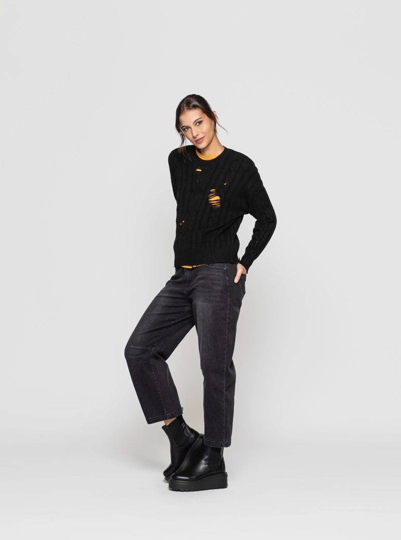 SWEATER MUJER TANIA NEGRO LINEATRE - 2