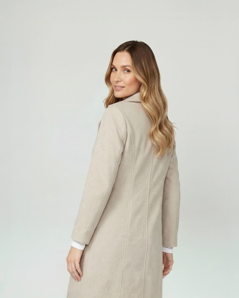 ABRIGO MUJER MAGDALENA RELAXED CUELLO EN V MANGA SUELTA BEIGE LINEATRE - 2