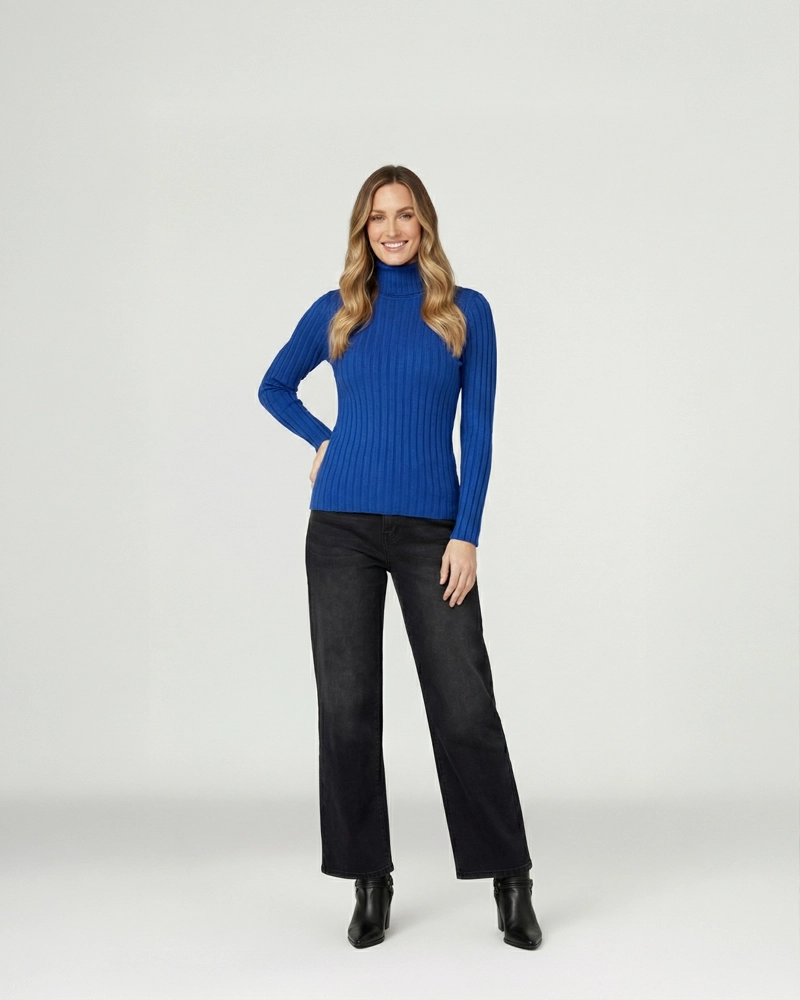 SWEATER MUJER JOSEFA SLIM FIT CUELLO ALTO REDONDO MANGA AJUSTADA ROYAL LINEATRE - 2