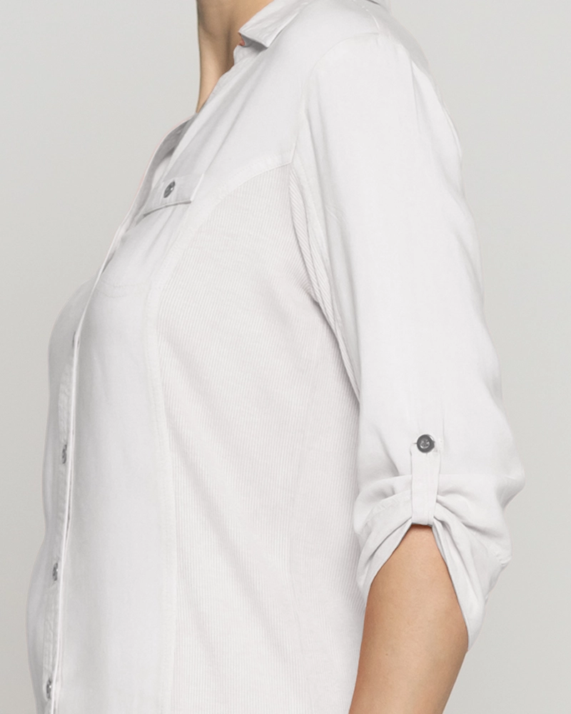BLUSA MUJER CAROLINA SLIM FIT TELA LIGERA BLANCO CRUDO LINEATRE - 3