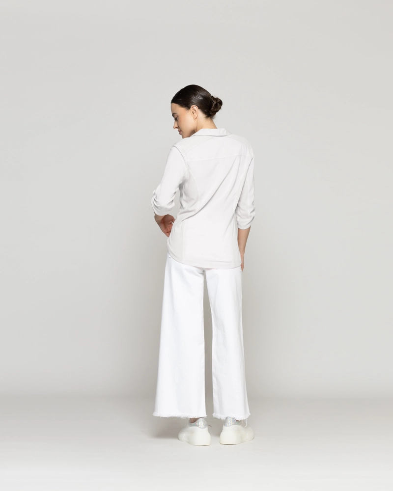 BLUSA MUJER CAROLINA SLIM FIT TELA LIGERA BLANCO CRUDO LINEATRE - 4
