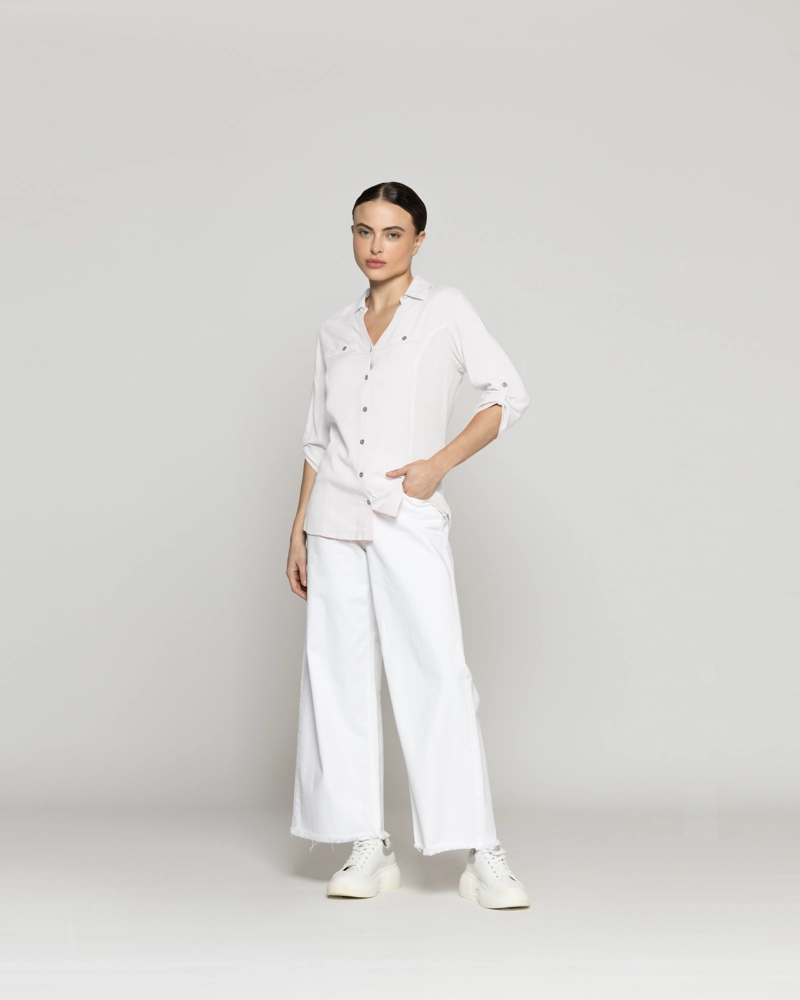 BLUSA MUJER CAROLINA SLIM FIT TELA LIGERA BLANCO CRUDO LINEATRE - 5