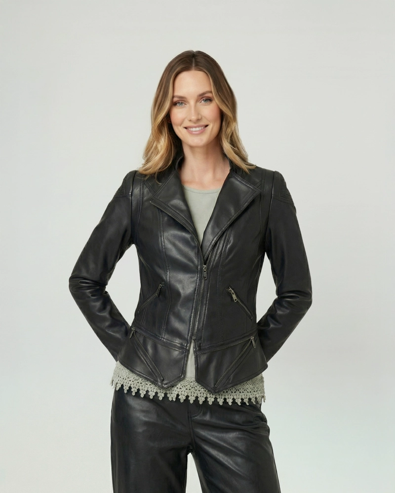 CHAQUETA MUJER SILVANA SLIM FIT CUELLO EN V SOLAPA MANGA AJUSTADA NEGRO LINEATRE - 1