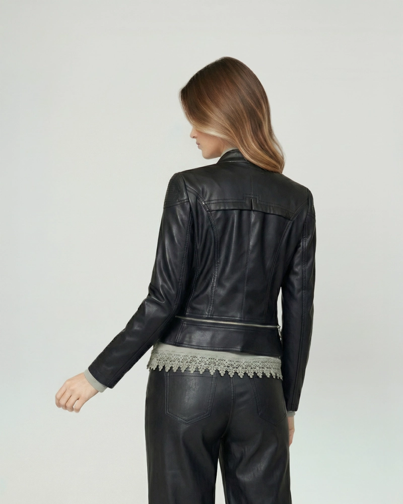 CHAQUETA MUJER SILVANA SLIM FIT CUELLO EN V SOLAPA MANGA AJUSTADA NEGRO LINEATRE - 4