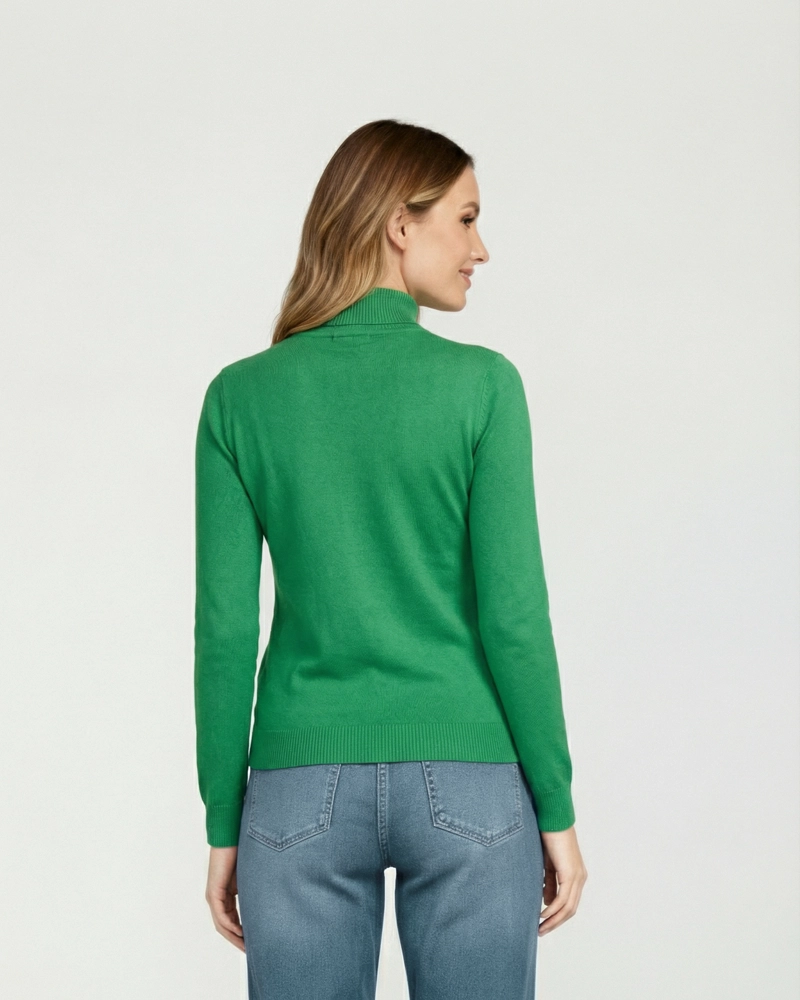 SWEATER MUJER MAGDALENA RELAXED FIT CUELLO MEDIO ALTO REDONDO MANGA CAIDA VERDE LINEATRE - 3