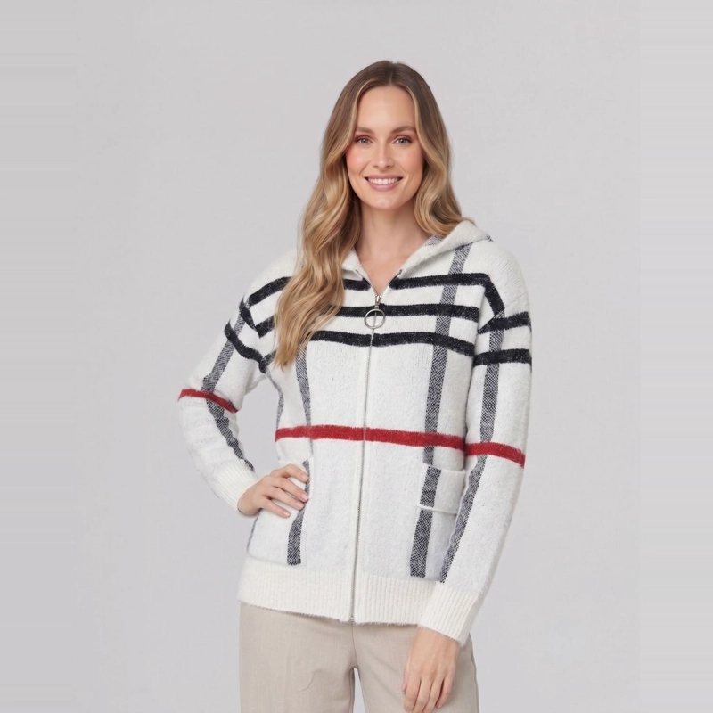 CARDIGAN MUJER CHIARA CUELLO EN V CRUDO LINEATRE - 1