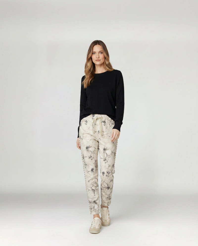 PANTALON MUJER AGNESE BEIGE LINEATRE - 4